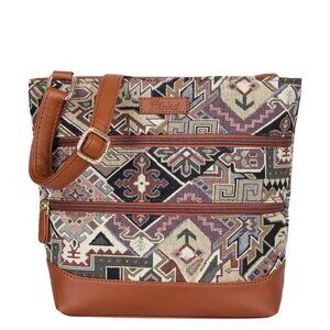 Ladies’ Geometric Tapestry Sling Bag | Crossbody & Shoulder Purse with Vegan